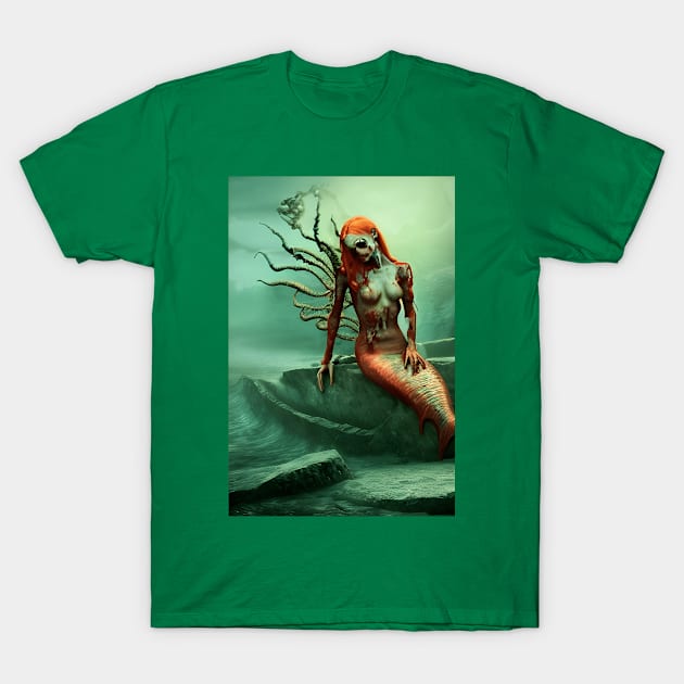 Bloody and gory Redhead Zombie Mermaid T-Shirt by Christine aka stine1